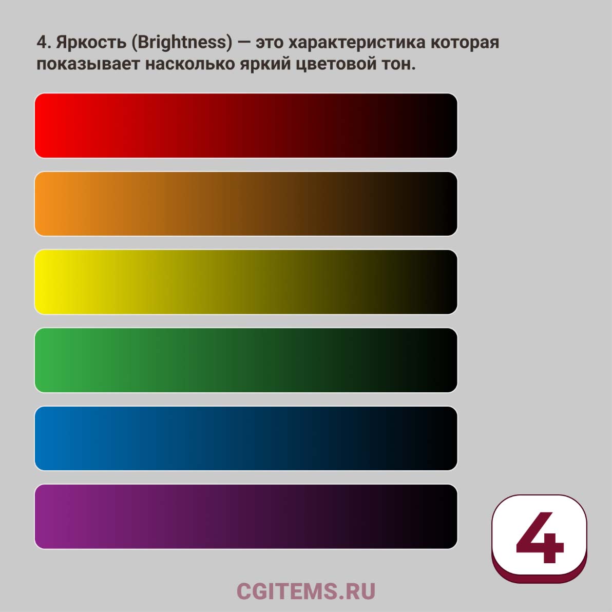 HSB. Цветовой тон, насыщенность, яркость. Tutorial CGitems.ru